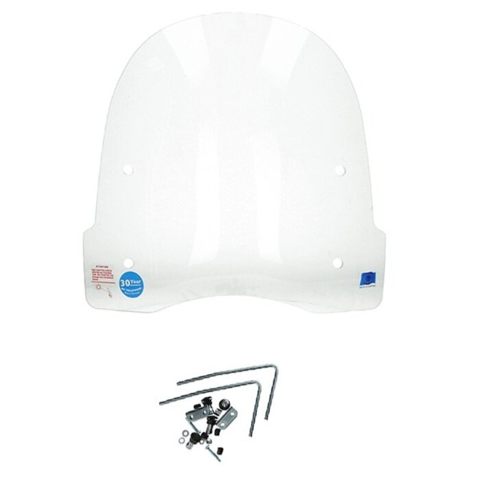 windscherm Regia met bevestigingsset universeel smal  onderzijde (made in EU) helder scooter, scootmobiel