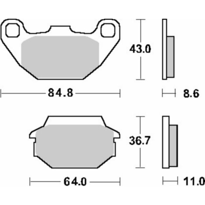 remblokset sbs achter agility 16inch, kxr 250cc, people, super-8, super-9, tgb 154hf