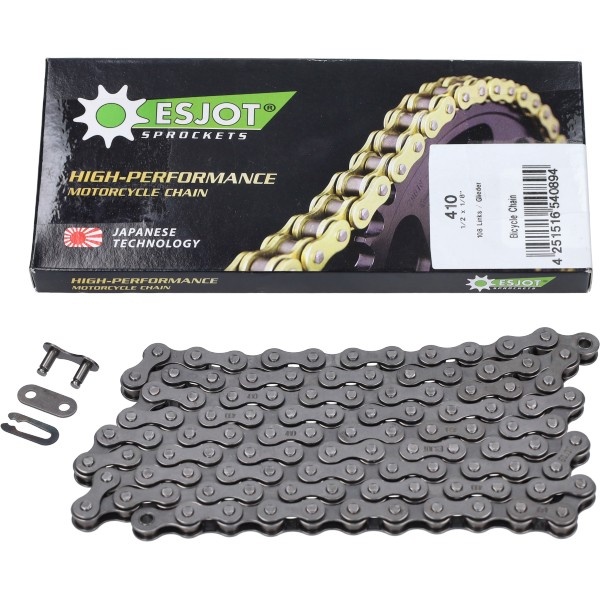 Ketting esjot aanloop 410 1/2x1/8 108sch bromfiets vespa, puch maxi, fiets