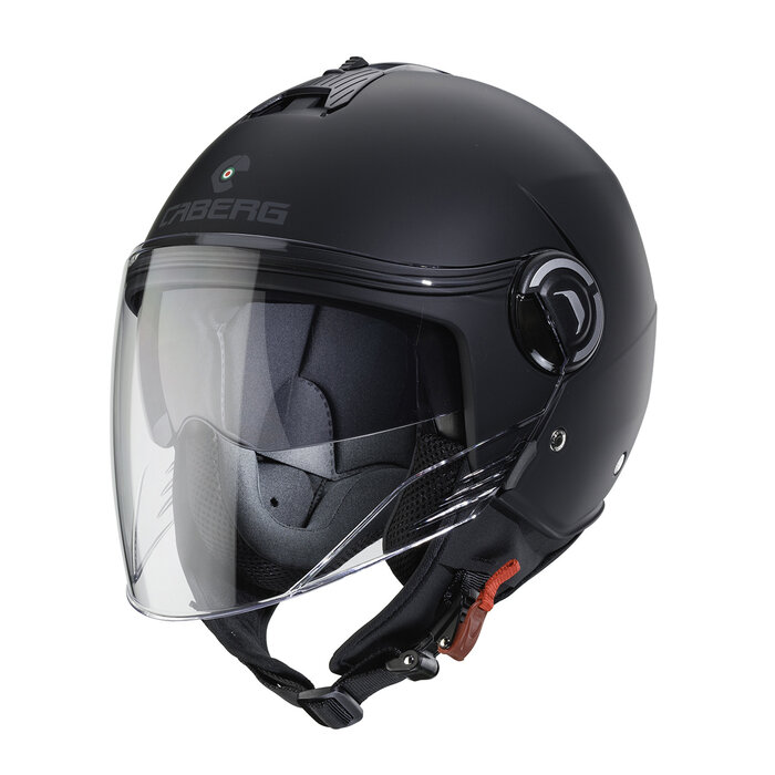 Caberg Caberg Riviera V4 X Jethelm - Mat Zwart– Scooterhelm met Zonneklep en Vizier – Lichtgewicht Open Helm voor Scooter en Motor – ECE 22.06 Gecertificeerd – Intercom Ready