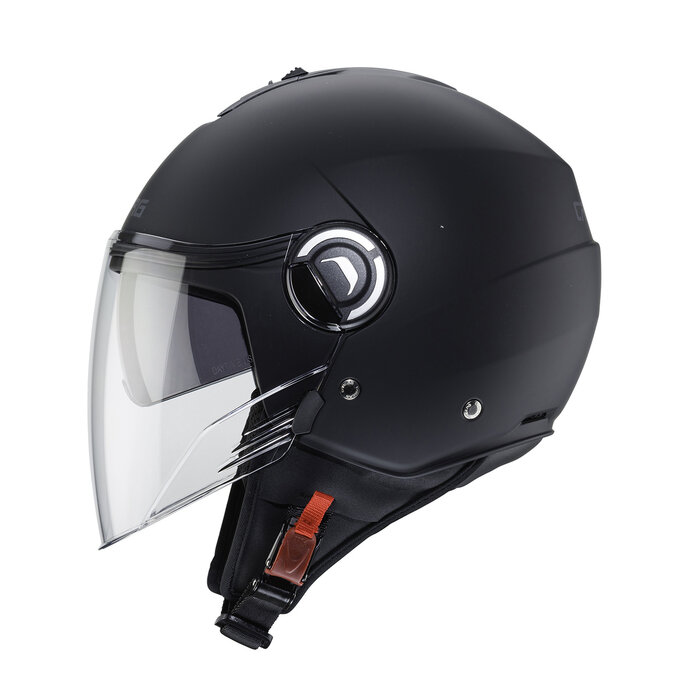 Caberg Caberg Riviera V4 X Jethelm - Mat Zwart– Scooterhelm met Zonneklep en Vizier – Lichtgewicht Open Helm voor Scooter en Motor – ECE 22.06 Gecertificeerd – Intercom Ready