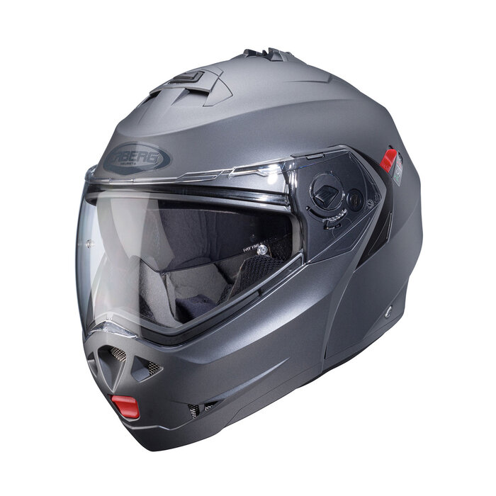Caberg Caberg Duke X Systeemhelm Mat Grijs– Flip‑Up Helm met Pinlock Anti‑Fog Vizier en Zonneklep – ECE 22.06 P/J – Intercom Ready
