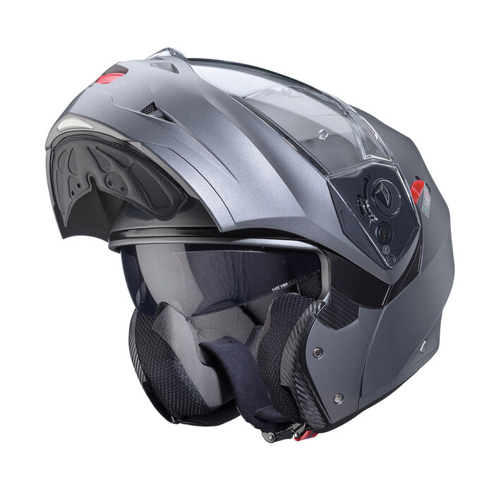 Caberg Caberg Duke X Systeemhelm Mat Grijs– Flip‑Up Helm met Pinlock Anti‑Fog Vizier en Zonneklep – ECE 22.06 P/J – Intercom Ready