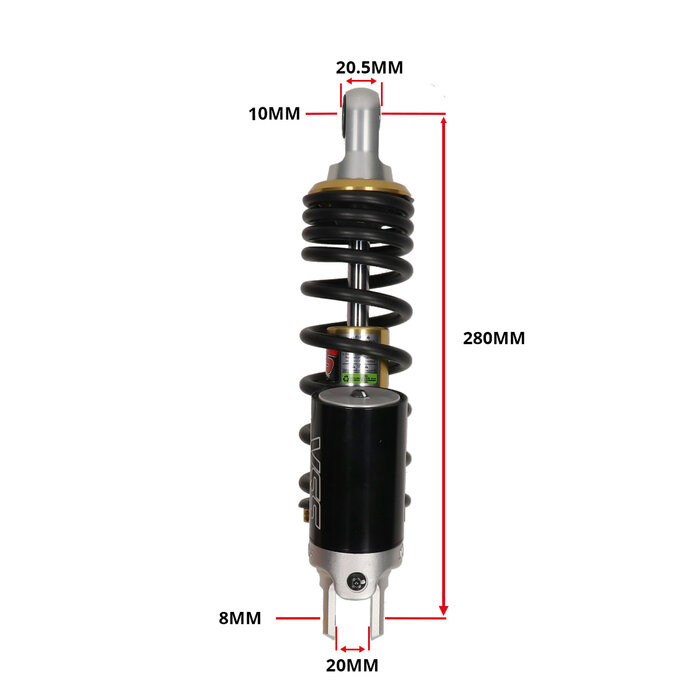 YSS Schokbreker YSS + gastank G-serie 280mm zwart/goud minarelli, peugeot