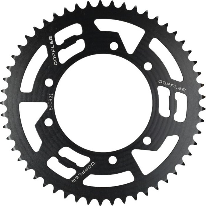 achterkettingwiel Doppler 53t zwart derbi, furia, peugeot, rieju mrt, rieju mrt pro, senda, senda sm, senda x-treme, xp6 500921