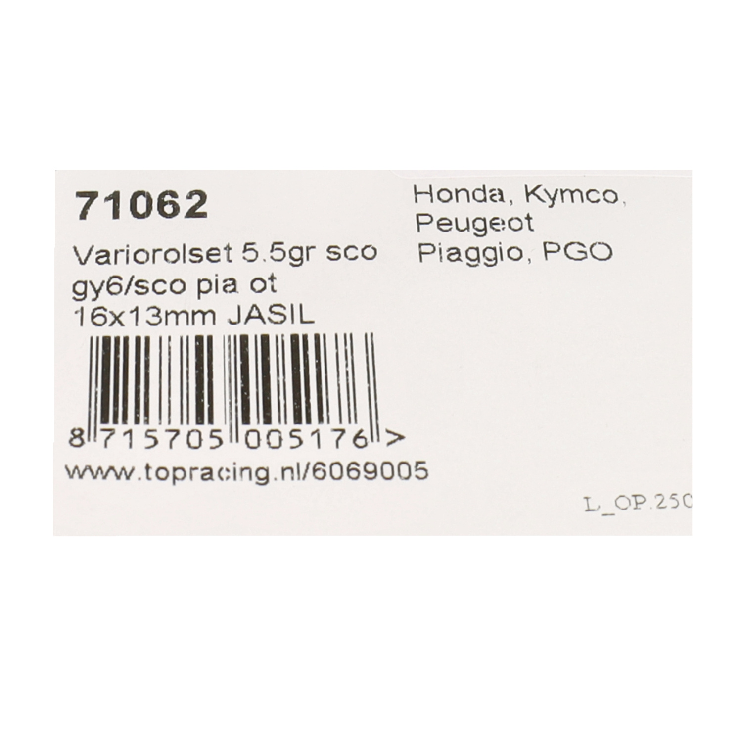 Variorolset Jasil 5.5gr (made in EU) 16x13mm sco gy6, sco piaggio ot 6069005