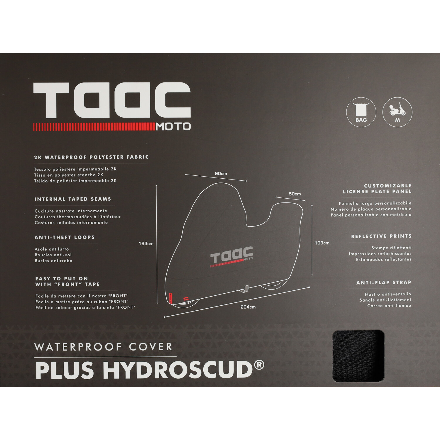 beschermhoes Taac scooter + windscherm plus hydroscud 218-n 163x204x109 cm - maat M - zwart