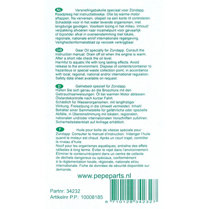 A-KWALITEIT Transmissie-olie - A-kwaliteit - SAE-80 (MoS2) - 500ml - blik - Zundapp