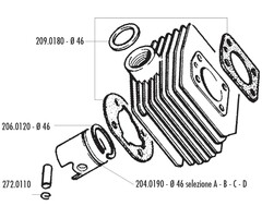 cilinder polini compleet 41-51-m16-92gt 46mm MBK 51 134.0300