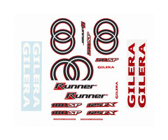 stickerset compleet wit/rood/zwart 50/125/180 SP 2-takt 20-delig gilera runner