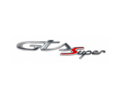embleem Piaggio origineel achterzijde woord (gts super) chroom/rood gts 125-300 4t 2h003199000a1