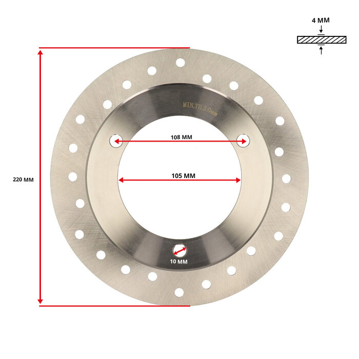 remschijf 3-gaats honda voor 220mm x8r