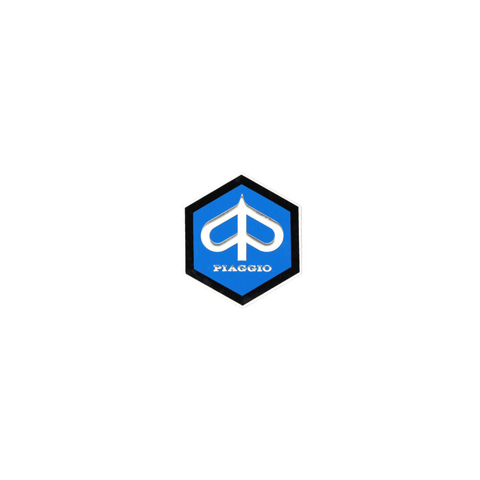 embleem logo metaal zeskant 26mm blauw/zwart piaggio