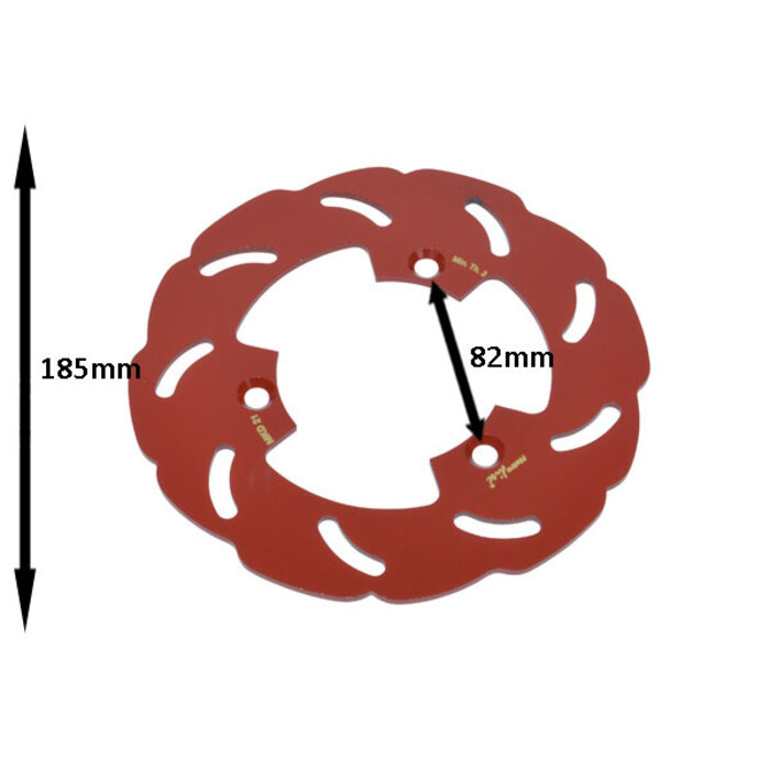remschijf metrakit wave 3-gaats Rieju achter 185mm rr mkd21=op=op