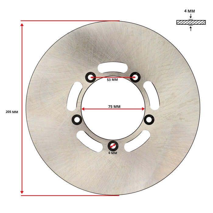 remschijf 5-gaats voor 205mm kreidler, kreidler rs, rmc