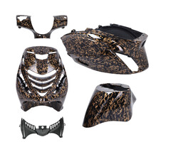 plaatwerkset DMP model SP EVO-1 Forged Flakes glans zwart/goud 5-delig zip 100/125, zip2000
