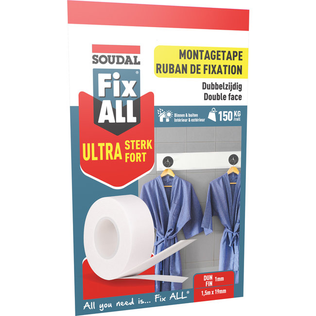 Soudal Fix All Dubbelzijdig Montagetape Ultra Strong 1,5M Rol