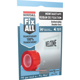 Soudal Fix All Dubbelzijdig Montagetape Transparant 1,5m Rol