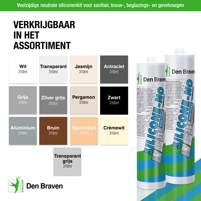 Den Braven Silicone NO 310ml Siliconenkit Kitxpert.nl