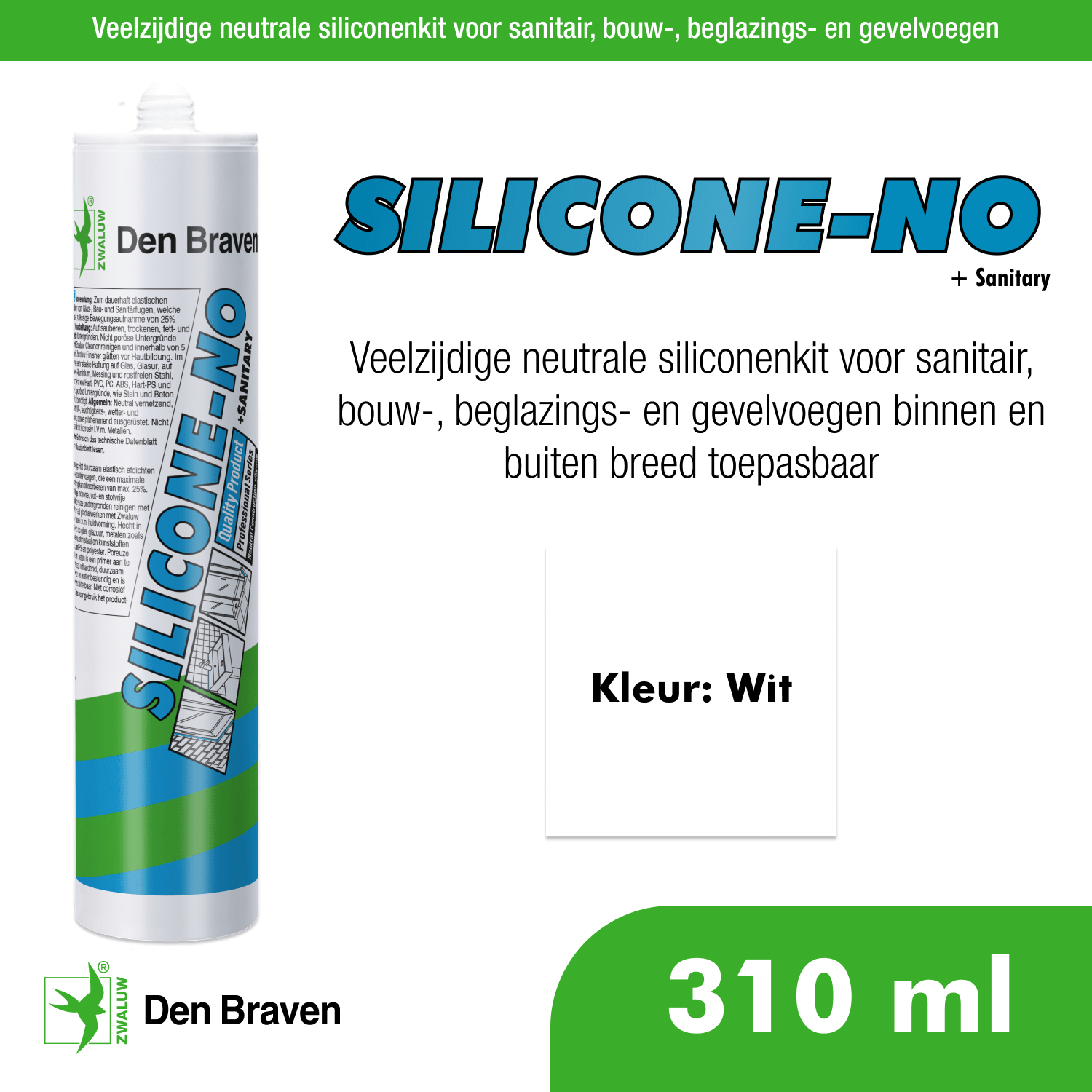 Den Braven Silicone NO 310ml Siliconenkit Kitxpert.nl