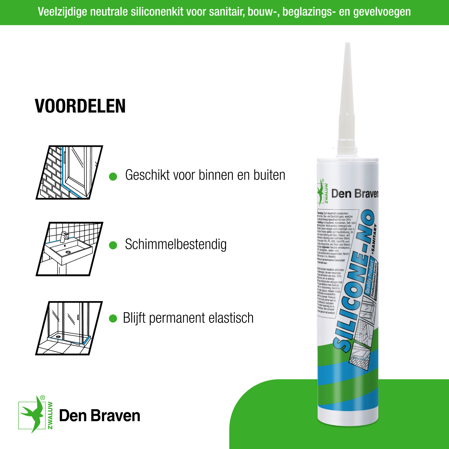Den Braven Silicone NO 310ml Siliconenkit Kitxpert.nl