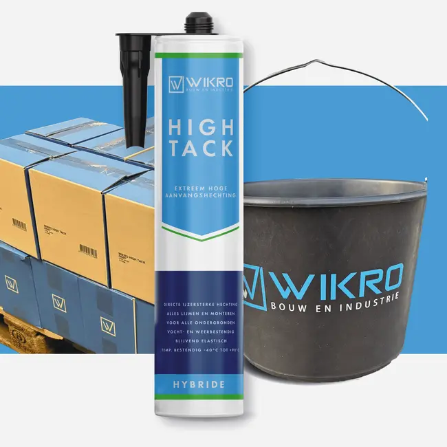 Wikro 12x Wikro High Tack 290ml Zwart + GRATIS Bouwemmer 12L