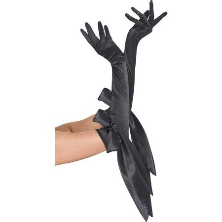 Handschoenen lang satijn met strik