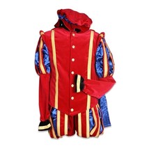 Pieten outfit luxe fluweel Gerona rood/blauw