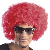 Pruik afro rood