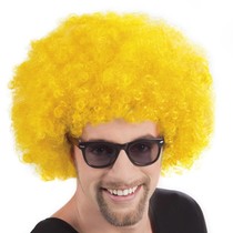 Pruik Afro geel