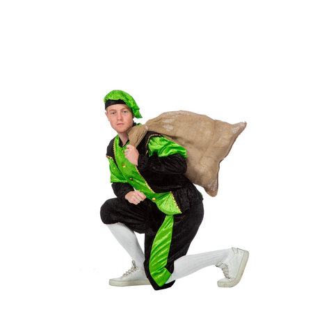 Pieten kostuum Diego zwart/groen