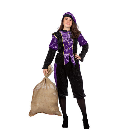 Pieten kostuum Diego zwart/paars