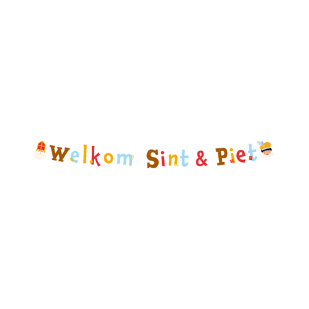 Letterbanner Welkom Sint & Piet Cartoon Vigo