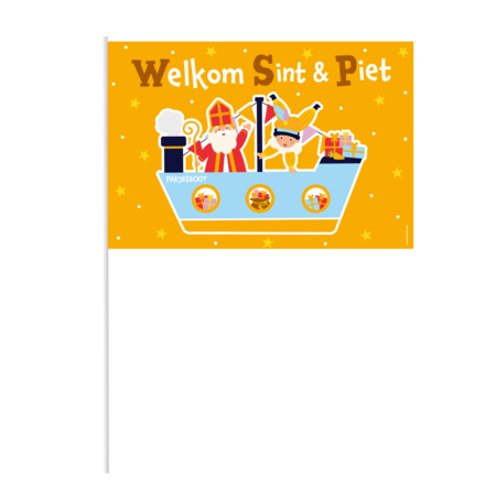 Zwaaivlaggetje Welkom Sint & Piet Cartoon Vigo