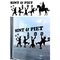 Sinterklaas Raamstickers Cadeautjes Zwart (90x32cm)