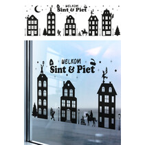 Raamstickers Welkom Sint en Piet Groot (150x50cm)