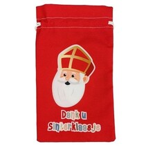 Pepernotenzakje ”Dank u Sinterklaasje” Rood (15x25cm)