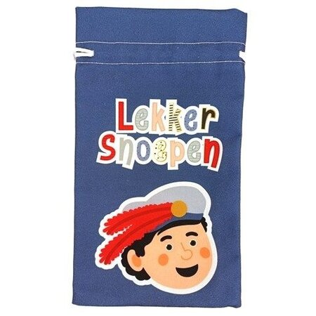 Pepernotenzakje ”Lekker Snoepen” Blauw (15x25cm)
