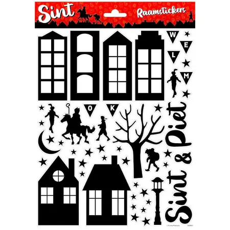 Sinterklaas Raamstickers A4 Zwart
