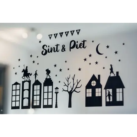 Sinterklaas Raamstickers A4 Zwart