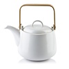 Porseleinen Theepot HAPPY 1,1 L met Bamboe Handgreep