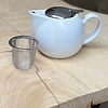 Witte Keramische Theepot (750ml) met Uitneembaar RVS Filter & Klapdeksel