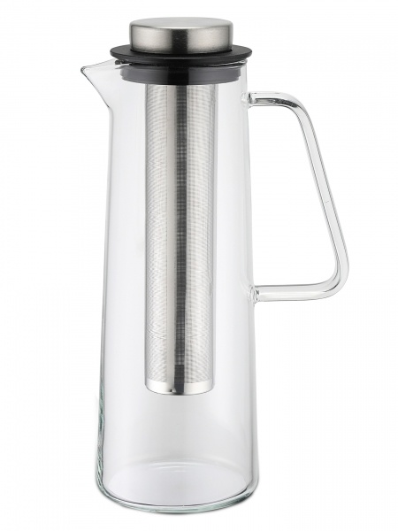Karl Weis Glazen Karaf 18932 - 1 Liter - Met Diep RVS Theefilter & Fruitfilter - Borosilicaatglas