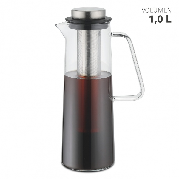 Karl Weis Glazen Karaf 18932 - 1 Liter - Met Diep RVS Theefilter & Fruitfilter - Borosilicaatglas