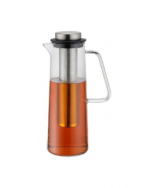 Karl Weis Glazen Karaf 18932 - 1 Liter - Met Diep RVS Theefilter & Fruitfilter - Borosilicaatglas