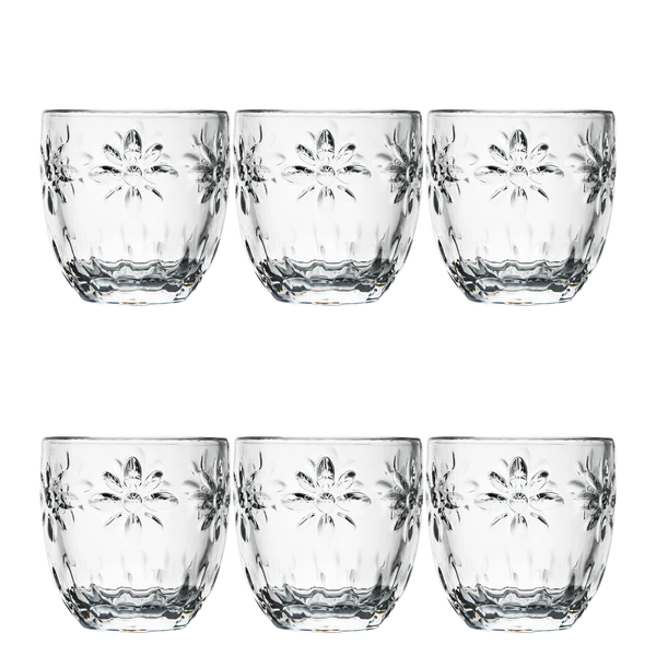 La Rochère Troquet Glazen Espressomokjes Bloemen - 100 ml - Set van 6 stuks