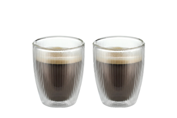Karl Weis Luxe dubbelwandige Glazen met ribbels - 150 ml (set van 2) - Borosilicaatglas