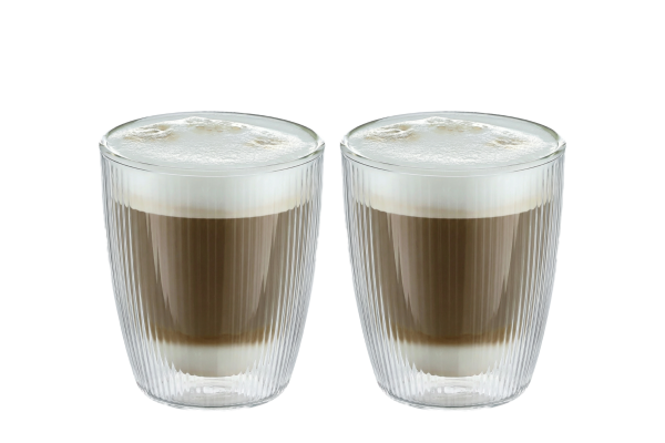 Karl Weis Luxe Dubbelwandige Glazen Geribbeld - 220ml (Set van 2) - Borosilicaatglas