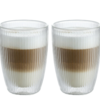 Karl Weis Luxe Dubbelwandige Glazen Geribbeld - 350ml (Set van 2) - Borosilicaatglas