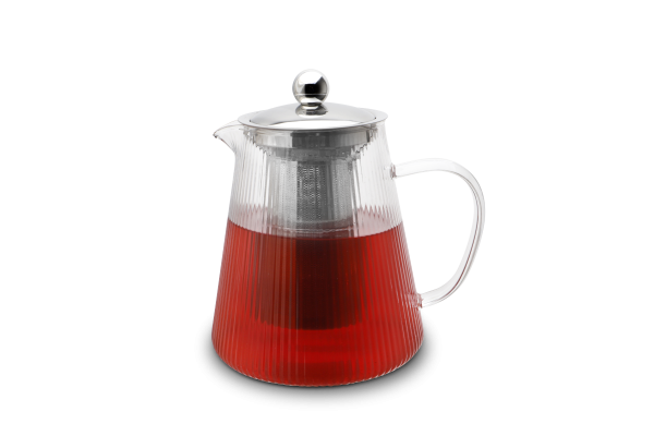 Karl Weis Premium gerilde glazen theepot met RVS filter- 1,2 Liter
